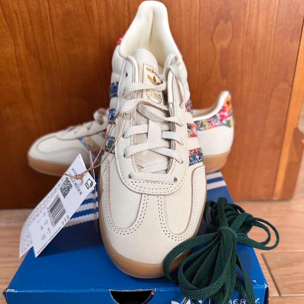 Adidas Cream Sneakers with Floral Accents